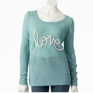 LC Lauren Conrad blue love sparkly sweater